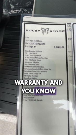 2026 Ram 1500 Rocky Ridge Window Sticker