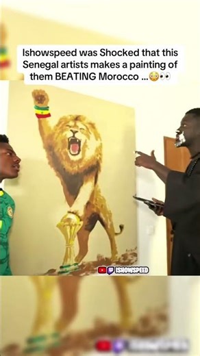 Ishowspeed was Shocked that this Senegal artists makes a painting of them BEATING Morocco …😳👀