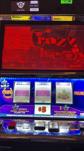 $5 Crazy Cherry For The Triple #redscreen Spin Win! #casino #slot #vgt #gambling