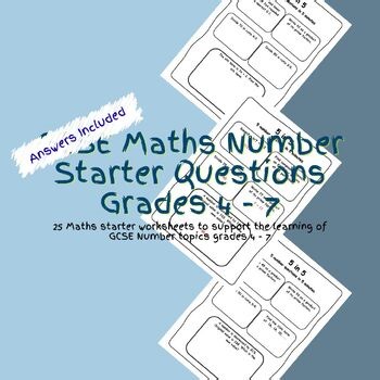 GCSE Maths Number Starter Questions Grades 4 - 7