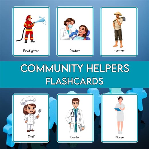Community Helpers Flashcards Printable | Community Worker Cards for Kids | Preschool Kindergarten Homeschool Social Studies Activity - Etsy