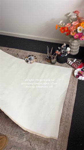 I’m back to landscape painting after a 3-month hiatus 🌸✨ A creative break was kinda unintentional, sometimes after a big painting haul for an art fair or exhibition, I need time to recharge… that’s when I go FULL focus on my other creative hobbies like DIY, hosting theme parties and events (or running a marathon lol) Anyhoo it’s nice to get messy in the paints again #artlifestyle #lifestyle #artistlife #artist #art #artwork #geelongartist #artstudio #artistlife #artsale #painting #paint#paintin