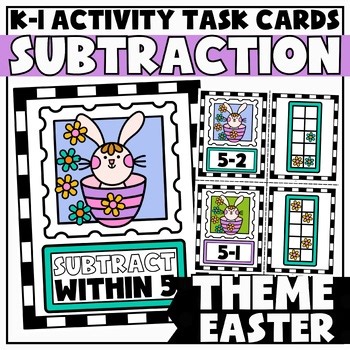 Easter Subtraction Within 5 Practice Matching Cards for Kindergarten