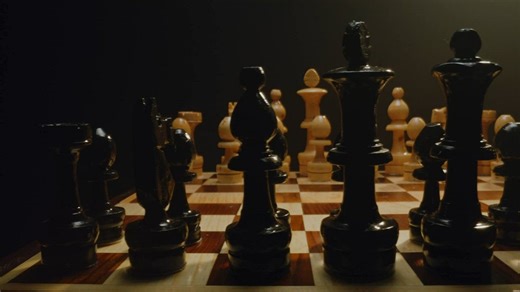 Side by side view of a wooden chess - Free Stock Video