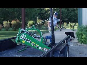 Unfastening New John Deere Frontier SB3107 Sickle Bar Mower from Trailer