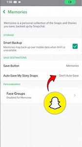 Snapchat par Auto save memories on kaise Karen | Auto save snap in the memories