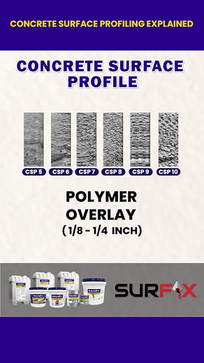 Have you heard of concrete surface profiling? Concrete Surface Profile (CSP) measures the texture and roughness of a concrete surface, directly impacting how well coatings, overlays, and repair materials adhere. The International Concrete Repair Institute (ICRI) classifies CSP levels from 1 (smooth) to 10 (very rough) to ensure the right surface preparation for every application. These profiles can be achieved using two primary methods, which you’ll discover in this video. Get the best results w