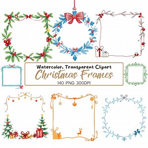 140 PNG Christmas FRAMES Clipart – Christmas Edges and Corners, Borders With Transparent Background, Christmas Ornaments - Etsy