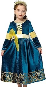 BIBIHOU Brave Princess Merida Costume Kids Dress up Birthday Carnaval Party Classic Costume 7T