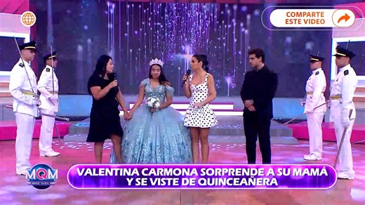 8.6K views · 39 reactions | ¡HERMOSA! 殺❤️ Valentina Carmona sorprendió a su mamá Tula Rodríguez al vestirse como quinceañera. Además, Valentina le agradeció por la oportunidad de estudiar fuera del Perú. Encuentra más momentos como este AQUÍ ► https://bit.ly/4ajxJgN Mira el programa completo de #MandeQuienMande en América tvGO ► https://bit.ly/mqmfbtvgo | De Vuelta al Barrio | Facebook