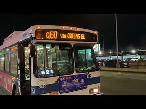 NYC Queens Bus Q60 at night