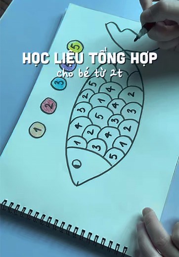 Học liệu tổng hợp cho bé 2 tuổi: chấm dot, nối, dán hình khối