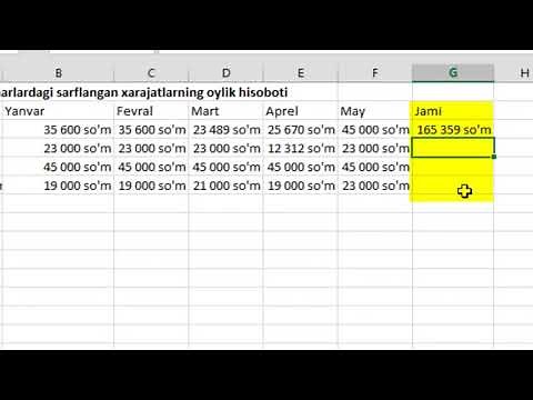 Excelda formulalar bilan ishlash