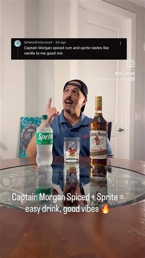 Captain Morgan Spiced Rum mixed with Sprite — smooth, refreshing, easy vibes 🍹#captainmorgan