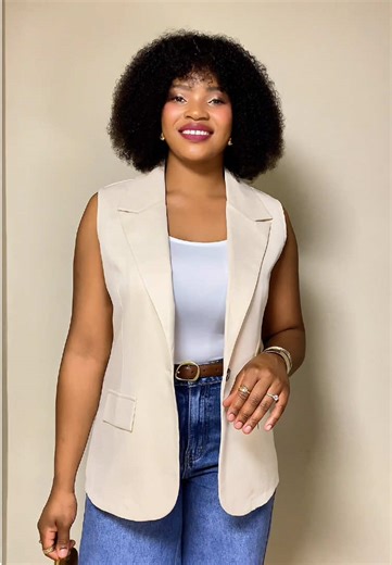 Styling Straight Jeans with a Vest Blazer