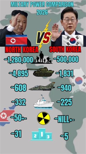 North Korea vs South Korea Military Power 2026