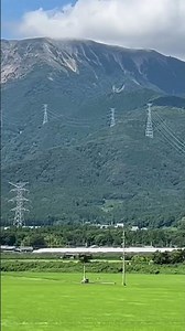 真夏の伊吹山と新幹線下り