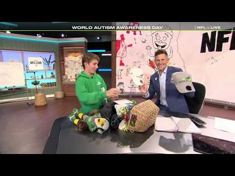 DeVonta Smith gives Madden Orlovsky an Eagles swag bag on Autism Awareness Day 👏 | NFL Live