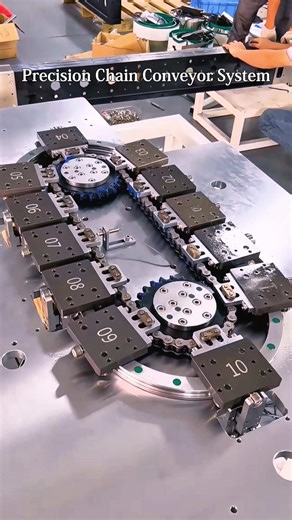 Precision roller-chain circular conveyor with ±0.02 mm repeatability, rigid guide, and low-vibration heavy-duty operation. #CircularConveyor #ChainConveyor #ModularConveyor #ConveyorSystem #Automation #Manufacture #Production #Factory #Industrial