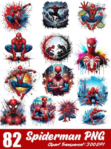 Spiderman PNG Clipart Bundle, Transparent Background (instant Download) - Etsy New Zealand