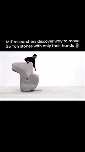 Knowledge Matrix | Science Facts on Instagram: "MIT researchers, inspired by ancient techniques, have unlocked a method to move massive concrete 25 ton structures using only human hands. This 2019th breakthrough has the potential to transform the construction industry. The Details: > Researchers from MIT's Matter Design studio collaborated with CEMEX to develop concrete forms with precisely calibrated centers of mass. > This calibration allows for controlled tilting and rotation, enabling worker