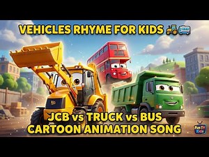 JCB, Dumper Truck & Double Decker Bus Song | Animation Rhymes 🚜🚌 Big Vehicles Cartoon Song for Kids