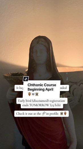 In addition to learning the mythology and cultic history of the Underworld, you will cultivate a devotional practice with these gods in their traditional context—learning about Ancient Greek chthonic magic, offerings, prayers, and divination techniques. 💀🏛🏺 —————— April 25 - June 6, 2024 Course meets on Zoom each Thursday at 11 AM CST, with recorded lectures and materials available self-paced for those who cannot make it live. Students have continued access to the course after this period. ——