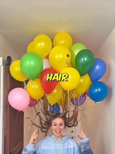 She Challenged Herself To Float Her Hair With Balloons 😲