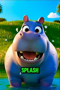 Hippo Steps into the stream splash splash splash