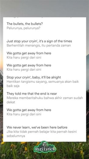 Harry Styles - Sign of the Times Lirik Terjemahan pas duniamu lagi ga baik² aja 'We gotta get away💔
