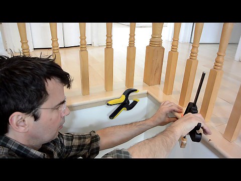 Hardwood flooring around stair spindles