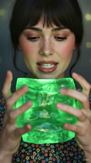 💚 I Tried an EMERALD Jelly Cube (Ultra Glow) ✨ Crystal Bite & Soft Whisper ASMR #shorts #asmr