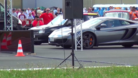 McLaren MP4-12C vs Opel Corsa | 1/4 Mile Drag Race with Twin-Engine Build