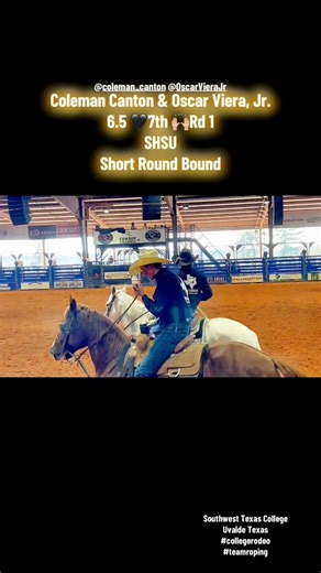5.1K views · 59 reactions | Coleman Canton & Oscar Viera, Jr. are SHSU short round bound #teamroping after finishing 7th in round 1 with a 6.5 #SWTXC #cowboys #Uvalde #texas #collegerodeo #teamroping | SWTXC Rodeo | Facebook