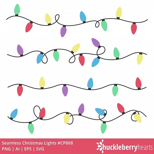 Christmas Lights Clipart, Seamless Christmas Lights SVG, String Lights, Holiday Lights PNG, Printable, Commercial Use - Etsy