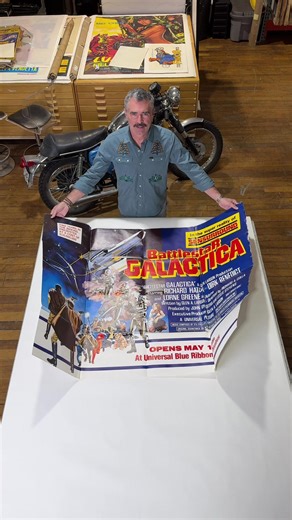 Watch how we Linen Back and Restore this Original Vintage US Subway Movie Poster for Battlestar Galactica. This poster was printed in 1978 and was in exceptional condition when the collector dropped it off at our studio. Just a little touchup to the folds in this poster as good as new. 👕 by @Howler Brothers #vintage #restoration #poster conservation #art #poster