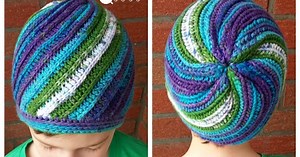 (Faux Knit) Pinwheel Beanie (All sizes) - Free Crochet Pattern   Tutorial