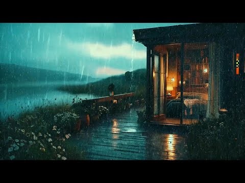 Deep Sleep Rain Sounds 🌧️ | Cozy Lakeside Cabin Ambience (12 Hours)