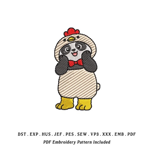 Panda Chicken Embroidery Design | Cute Farm Animal Mashup Digital File | Kawaii Panda Hen Machine Embroidery Pattern - Etsy