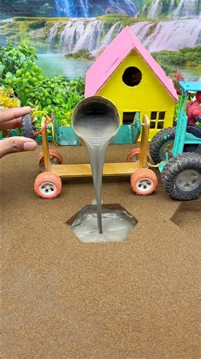 😱 Real Working Mini Tractor Making Cement Pillar | Amazing DIY Construction Machine 🚜 #shorts
