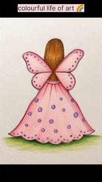 🧚 Easy Fairy Girl Drawing with Colours ✨ | Beautiful Back Side Fairy Art 🎨