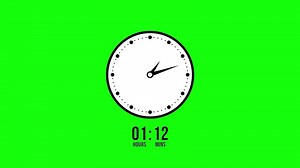 Animated 12 Hour Clock on Green Screen