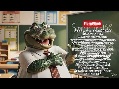 Crocodile Teacher Explains Simple Tense | Fun English Learning
