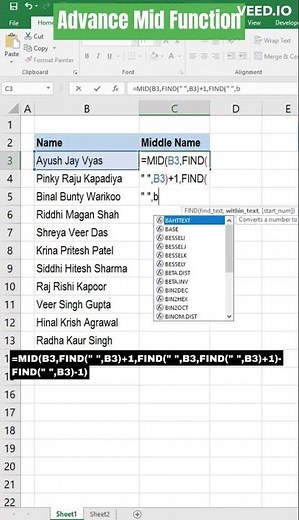 Advanced MID Function #shorts #shortvideo #excel #exceltutorial #trending