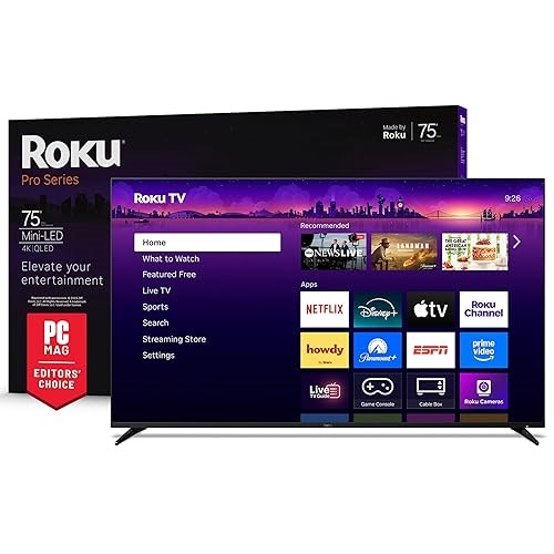 Roku Smart TV – 75-Inch Pro Series, Mini-LED TV – RokuTV with Backlit Voice Remote Pro – Flat&