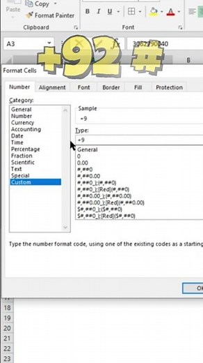 Add Country Code (+92) in Excel Using Ctrl+1 | Quick Excel Trick!