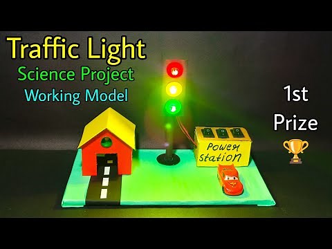How to make traffic light school project,Traffic light school model,Traffic light working model