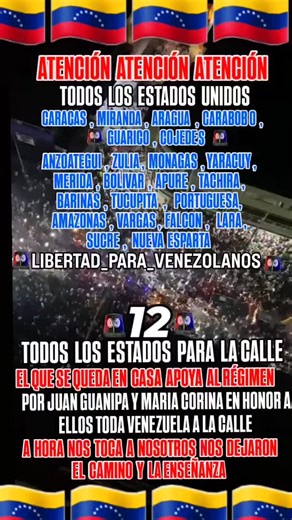 MISION_VENEZUELA_LIBRE on Instagram: "🚨🚨 🗽🗽HONOR A QUIEN LUCHA POR NOSOTROS HASTA PRESO EN SU CASA CON GRILLETE Y CUSTODIOS ESTA !! FUERA DEL PAIS UNA MUJER VALIENTE QUIEN HOY DIA HASTA LE TOCO DEJAR DE SER MADRE PARA ATENDERNOS A NOSOTROS CON NUESTRA LIBERTAD Y UN PAIS CON OPORTUNIDADES PARA TODOS HABLANOS DE LOS MAXIMOS LIDERES DE VENEZUELA @mariacorinamachado y @juanpguanipa SOLO NOSOTROS TENEMOS EL PODER DE LIBERARLOS A ELLOS Y A NUESTRO PAIS !! LA LIBERTAD NO SE NEGOCIA LA LIBERTAD SE G