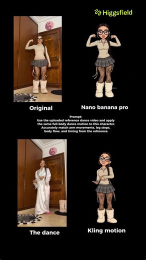 Deena 🧚‍♀️ on Instagram: "Part 2 coming soon 💗Here’s a quick tutorial 💋I used Nano Banana Pro and Kling Motion on @higgsfield.ai for this edit"