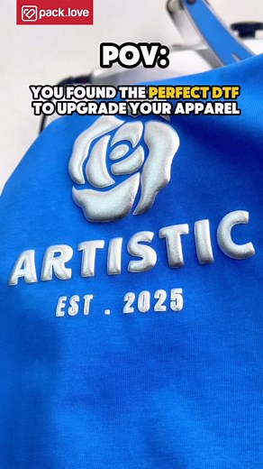 The puffiest, most textured DTF we’ve ever made! Feel the raised design and add extra dimension to your garments with our easy-to-use Puff DTF! 🔥🔥 Instructions below: Step 1: Pre-heat your garment Step 2: Peel and place the patch Step 3: Press for the first time at 135°C (275°F) for 7 seconds Step 4: Let it cool and peel off Step 5: Press again at the same temperature for 15 seconds Step 6: For extra puff, press once more if desired! Send us your design now to get started! ⁠ - PACK.LOVE CUSTOM